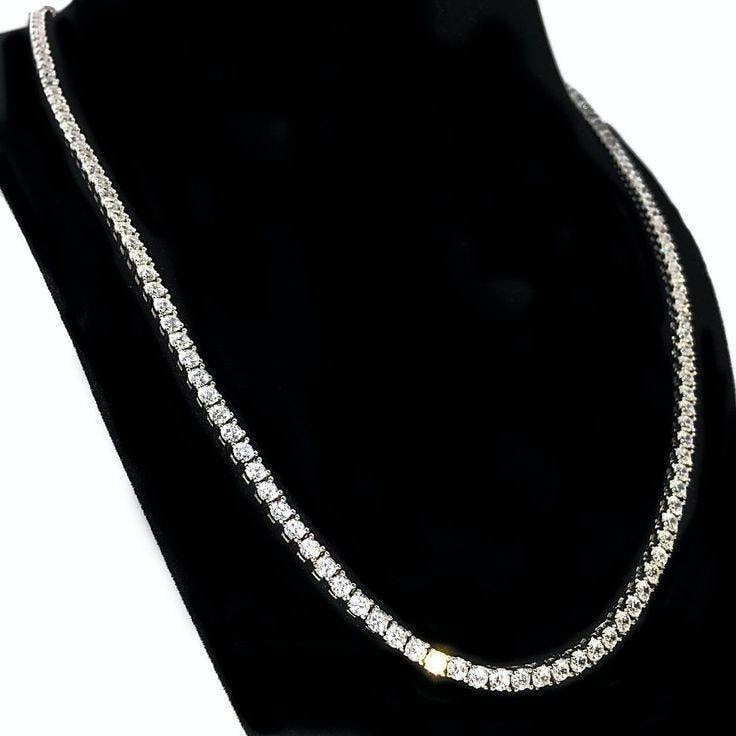 0.50 Carat Certified Moissanite Diamond Brilliant Round Cut VVS1 D Tennis Necklace White S925 Gold GRA Certified Best Quality GUARANTEED