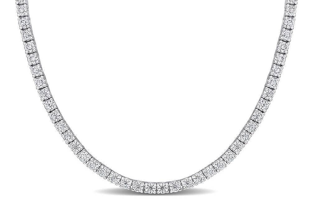 2.5 MM 0.06 Carat Certified Moissanite Diamond Brilliant Round Cut VVS1 D Tennis Necklace White S925 GRA Certified Best Quality GUARANTEED