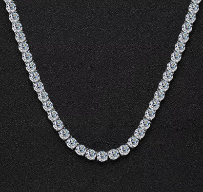 6.5 MM 1 Carat Certified Moissanite Diamond Brilliant Round Cut VVS1 D Tennis Necklace White S925 Gold GRA Certified Best Quality GUARANTEED