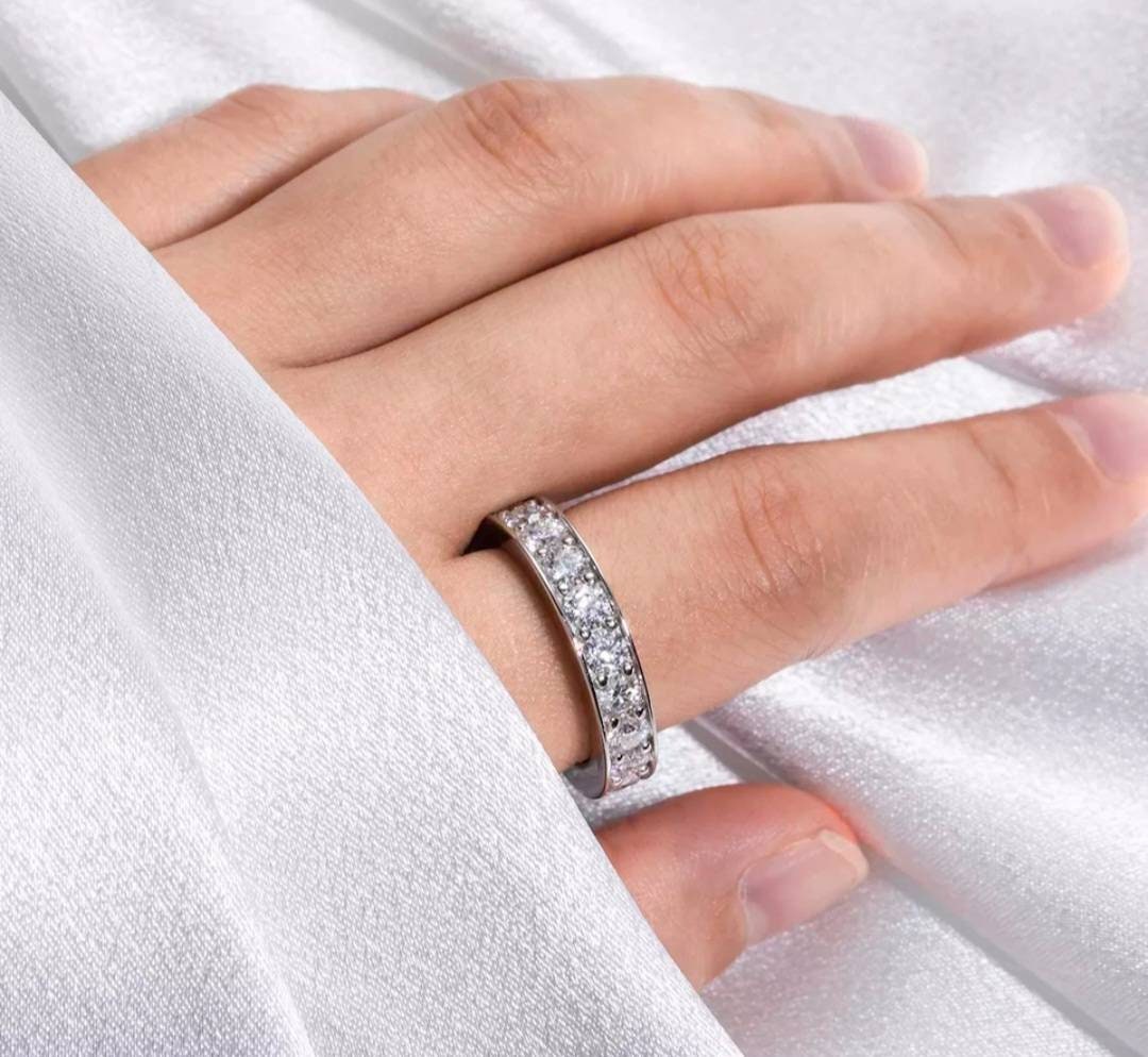 3.5 MM Certified Moissanite Princess Cut VVS1 D Colorless Stones Diamond Ring White Gold (Passes Diamond Test) Best Quality GUARANTEED