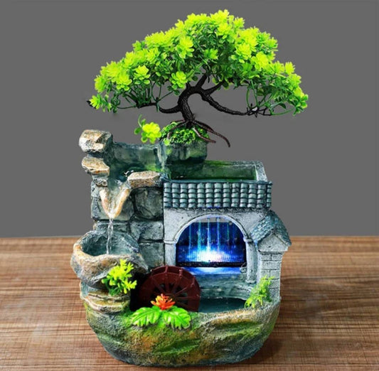 BABAR Wealth & Luck Feng Shui Stone Water Fountain Ambience At Home Solid Resin Statement Piece / Meditate / Calming / Add Plants / Bamboo /