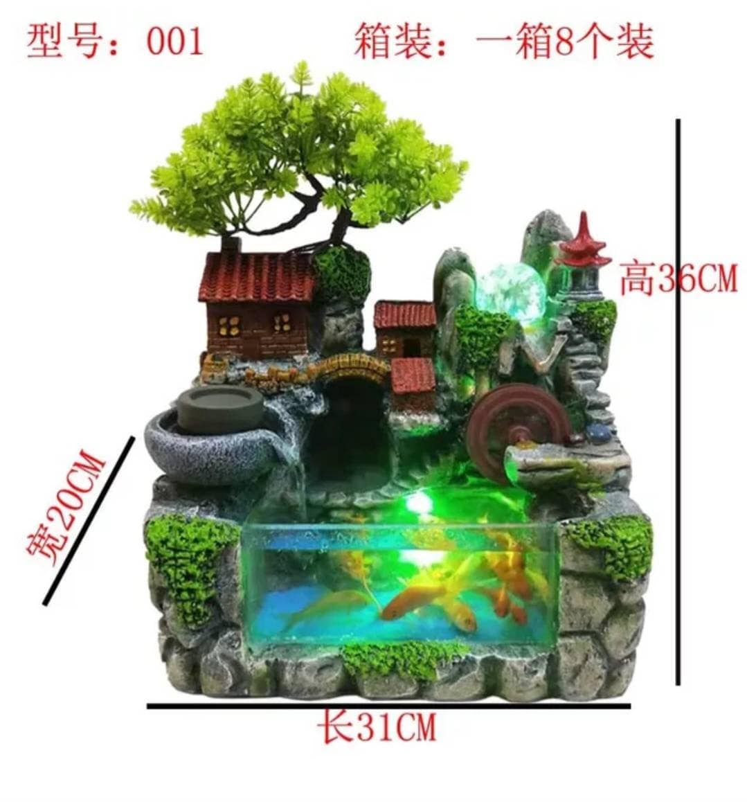 Mini Japanese Village Stone Water Fountain Luck & Wealth At Home Solid Statement Piece / Meditate / Calming / Add Plants / Bamboo / Positive