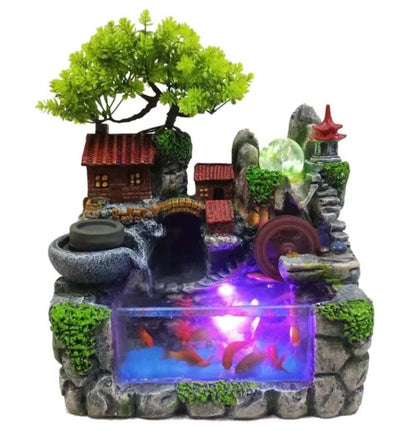 Mini Japanese Village Stone Water Fountain Luck & Wealth At Home Solid Statement Piece / Meditate / Calming / Add Plants / Bamboo / Positive