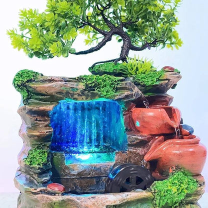 LUSCIOUS Feng Shui Stone Water Fountain Ambience At Home Solid Resin Statement Piece / Meditation / Calming / Add Plants / Bamboo / Fish