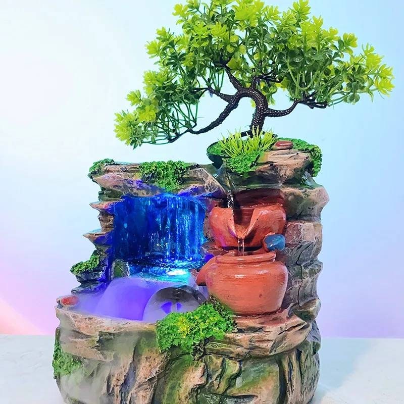 LUSCIOUS Feng Shui Stone Water Fountain Ambience At Home Solid Resin Statement Piece / Meditation / Calming / Add Plants / Bamboo / Fish