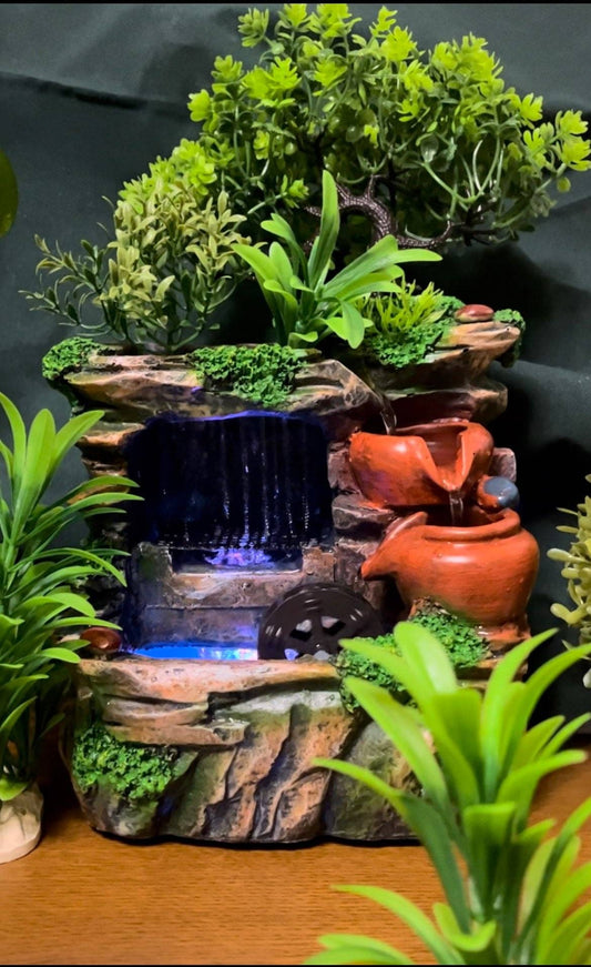 LUSCIOUS Feng Shui Stone Water Fountain Ambience At Home Solid Resin Statement Piece / Meditation / Calming / Add Plants / Bamboo / Fish