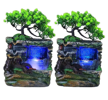 BONSAI TREE Wealth & Luck Feng Shui Stone Water Fountain Ambience At Home Solid Statement Piece / Meditate / Calming / Add Plants / Bamboo
