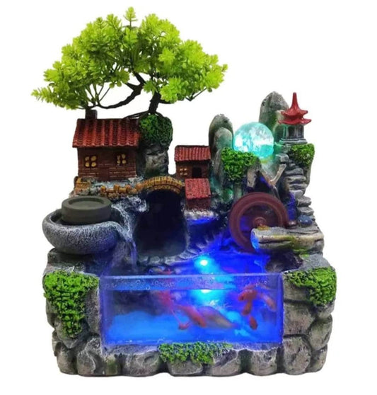 Mini Japanese Village Stone Water Fountain Luck & Wealth At Home Solid Statement Piece / Meditate / Calming / Add Plants / Bamboo / Positive