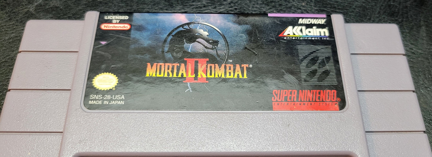 1993 Mortal Kombat 2 SNES Authentic Cartridge (Super Nintendo Entertainment System) Classic Arcade Game Great Original Condition Immaculate